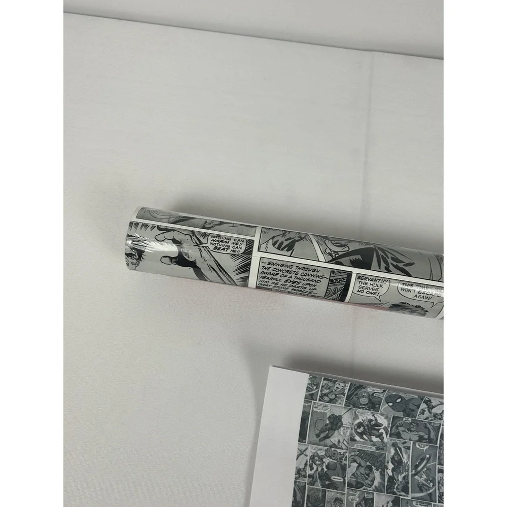 Marvel Action Heros Comic Strip Wallpaper 159502 Black and White 11Yds x 21